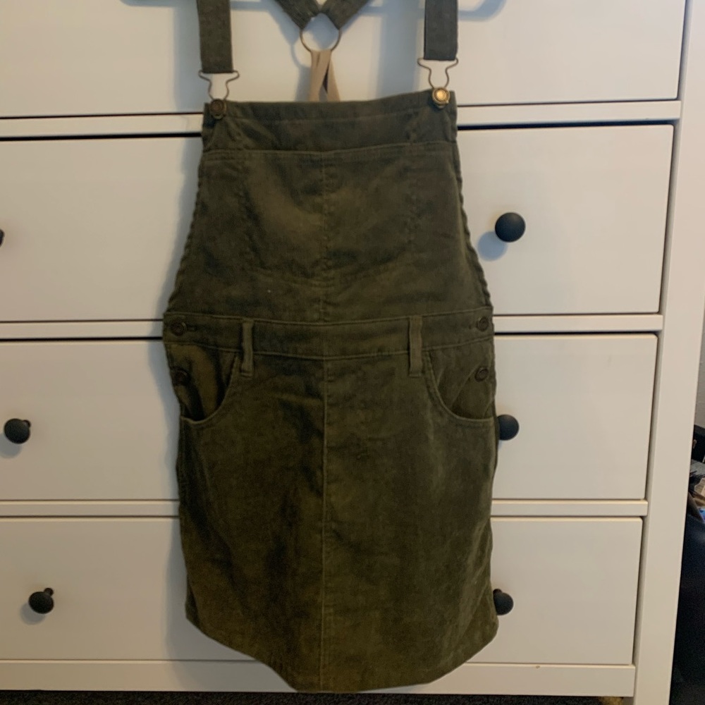 Olive green overall dressLAST CALL